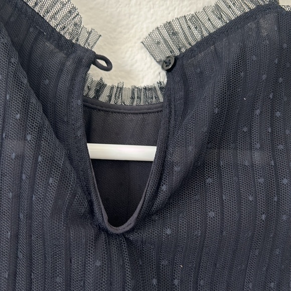 Chelsea28 deep navy blue crew neck tank top, sheer lace pokadot in XS - Picture 6 of 8